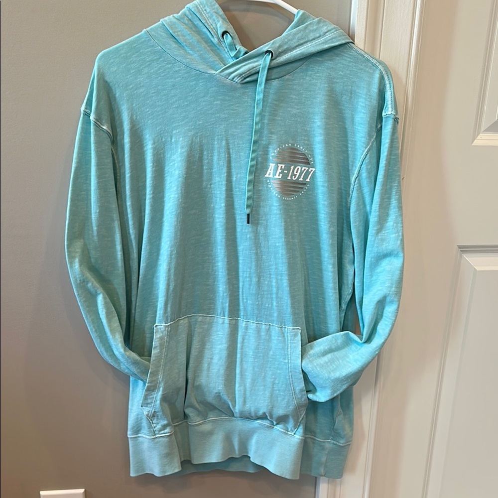 American Eagle Outfitters Aqua Blue Hooded Tee Shirt